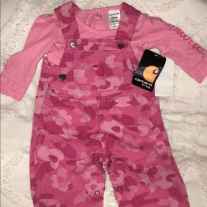 Carharrt pink camo bib overalls